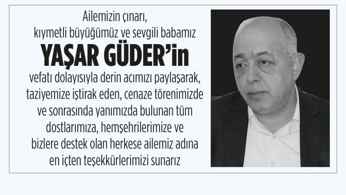                           GÜDER AİLESİNDEN TEŞEKKÜR MESAJI