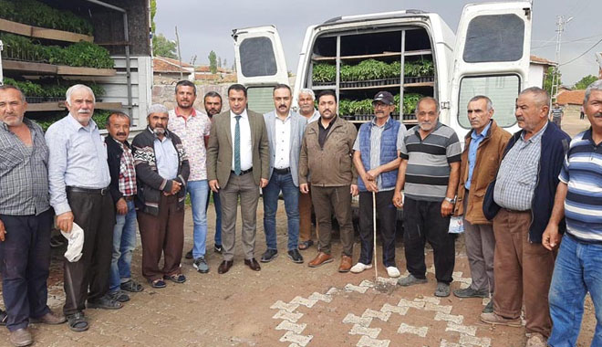 SORGUNDA DOLU MAĞDURLARINA 50 BİN FİDE DAĞITILDI