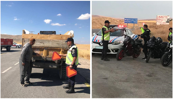 YOZGAT’TA TRAFİK JANDARMASINDAN HEDİYELİ UYARI DENETİMİ