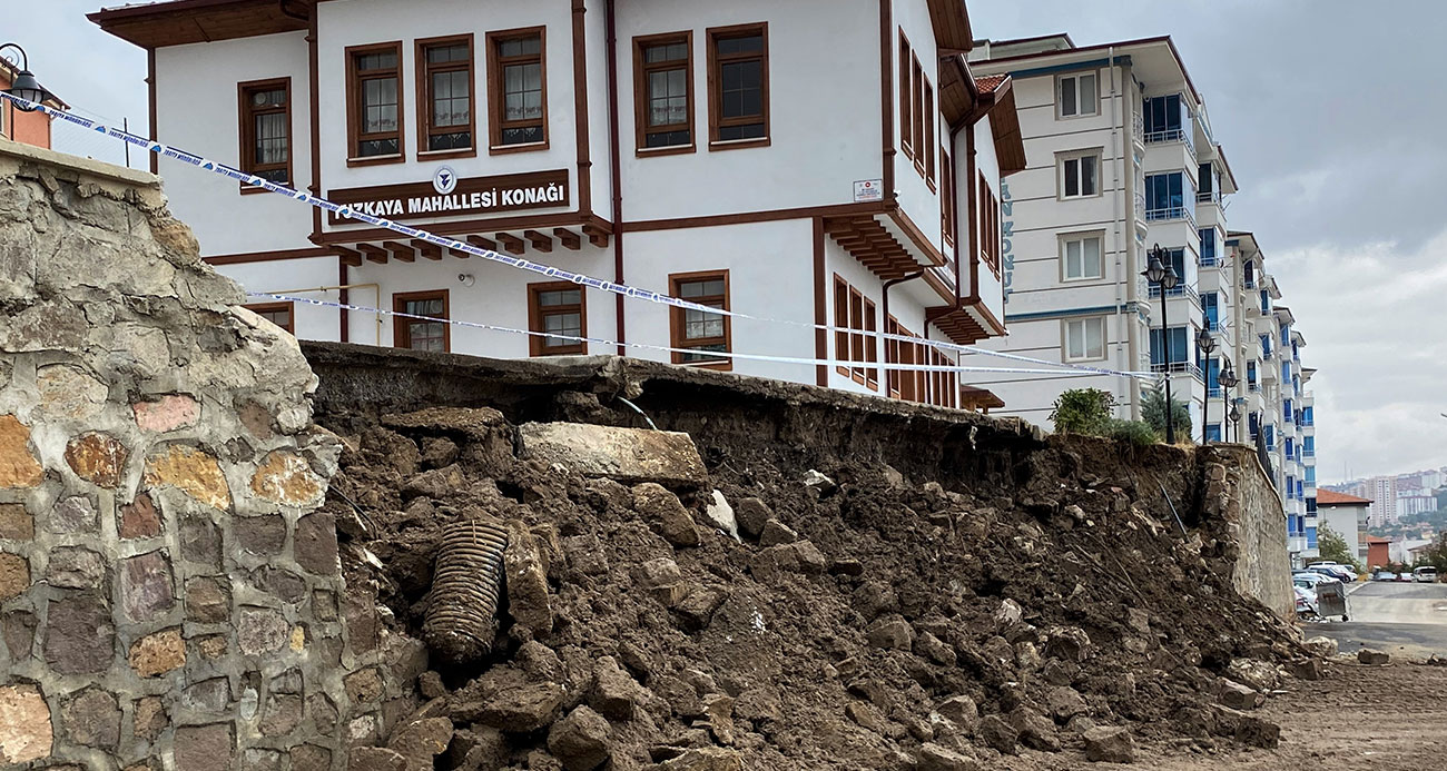 YOZGAT’TA ŞİDDETLİ YAĞIŞ NEDENİYLE İSTİNAT DUVARI ÇÖKTÜ