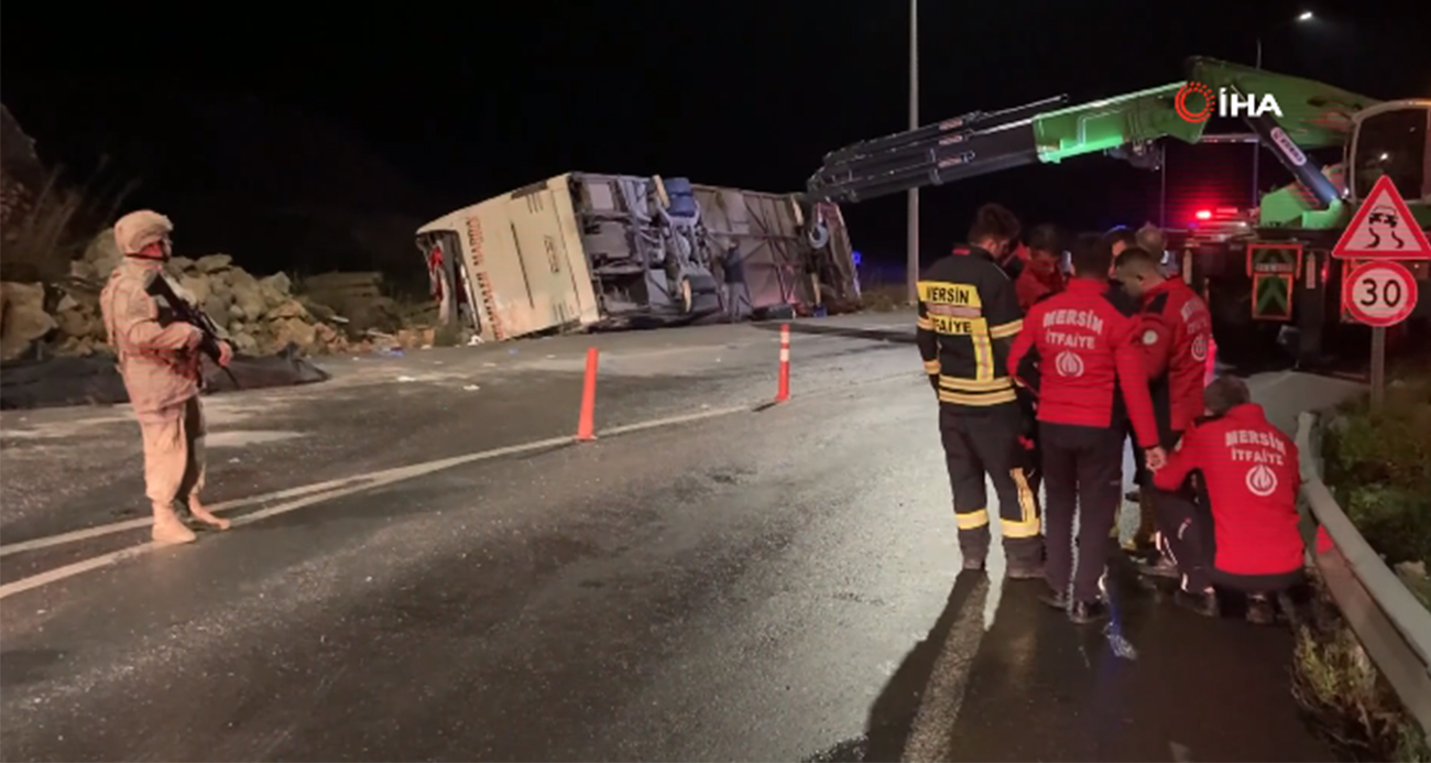 MERSİN’DE YOLCU OTOBÜSÜ DEVRİLDİ: 9 ÖLÜ, 30 YARALI