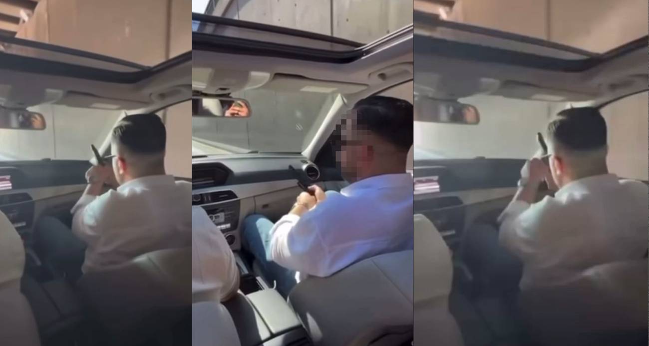 SEYİR HALİNDEKİ ARAÇTAN PEŞ PEŞE BÖYLE ATEŞ AÇTI