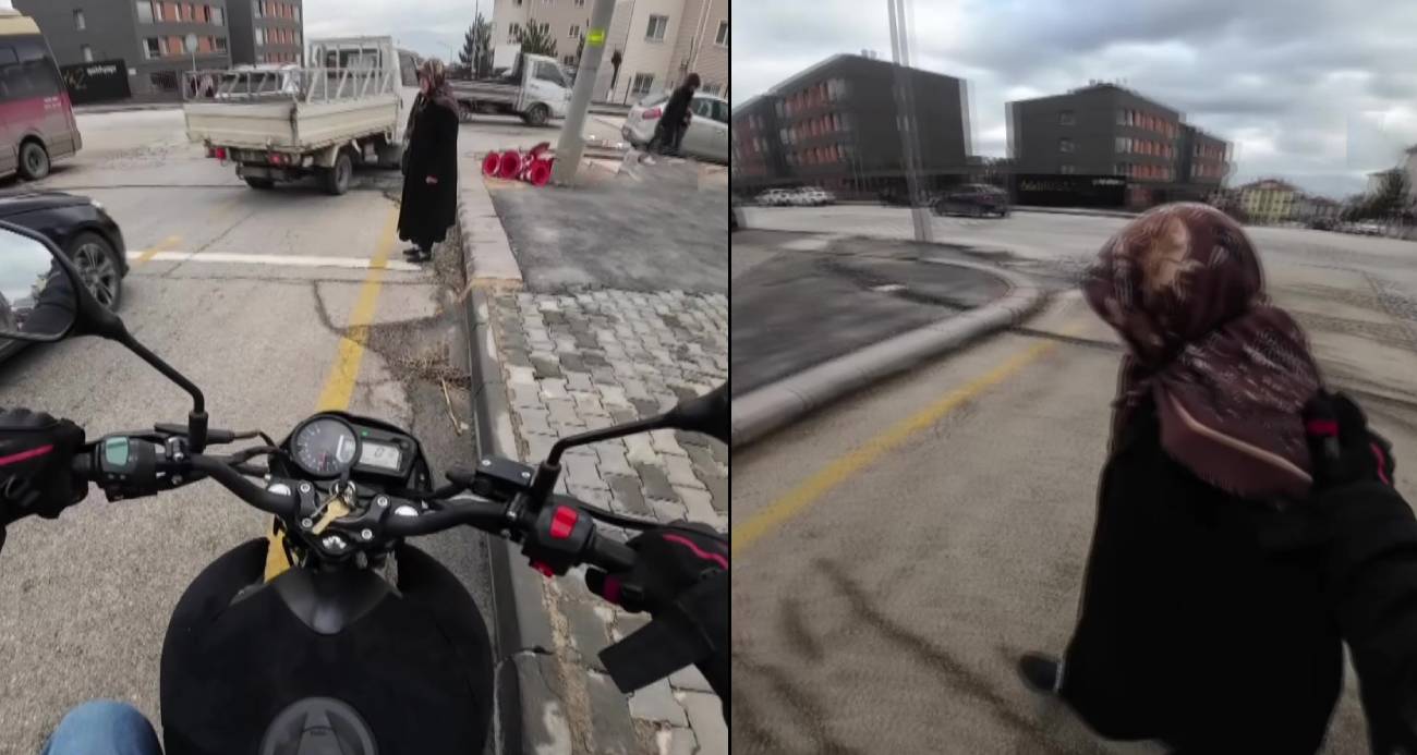 YOĞUN TRAFİKTE KARŞIYA GEÇEMEYEN YAŞLI KADININ İMDADINA DUYARLI SÜRÜCÜ YETİŞTİ 