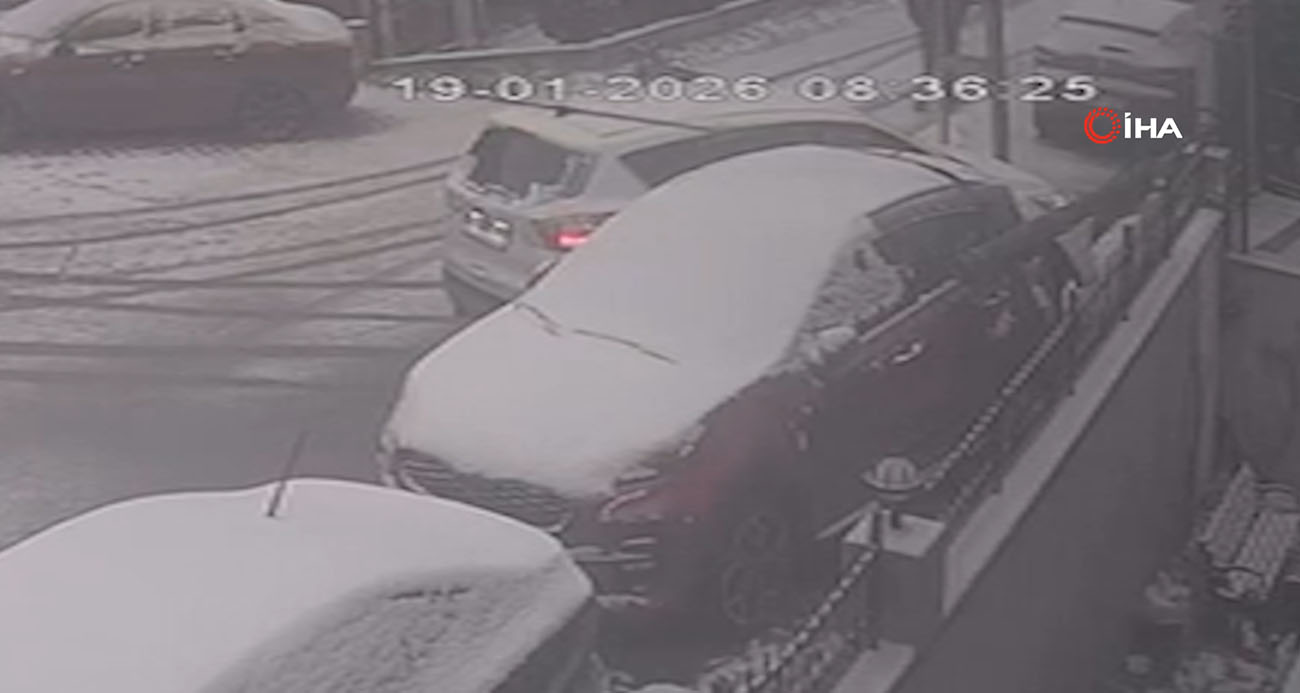 BÜYÜKÇEKMECE’DE KAR KAZASI KAMERADA 