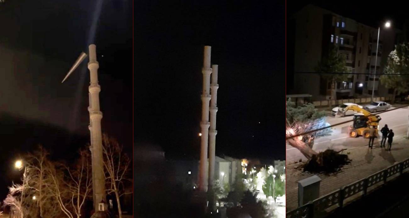 ISPARTA’DA ŞİDDETLİ FIRTINA CAMİ KÜLAHINI YERİNDEN SÖKTÜ 