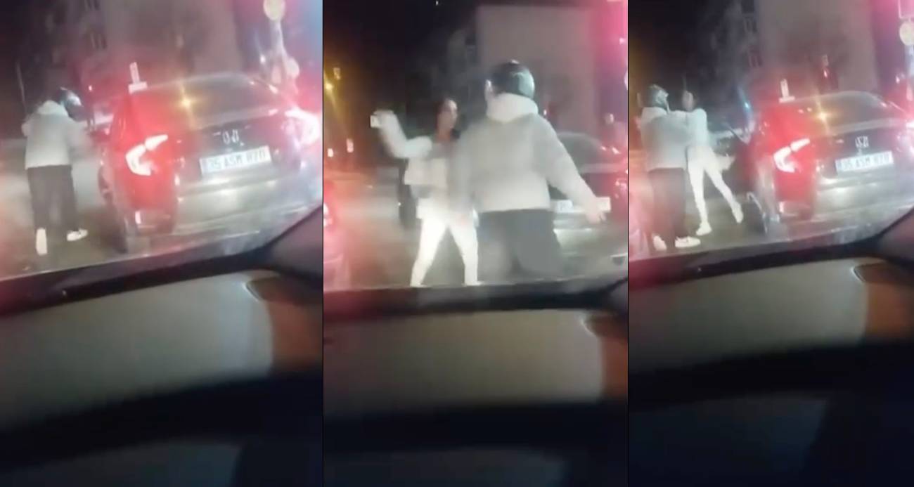 BURSA’DA KADIN SÜRÜCÜDEN MOTOSİKLETLİYE TEKME VE TOKATLI SALDIRI 