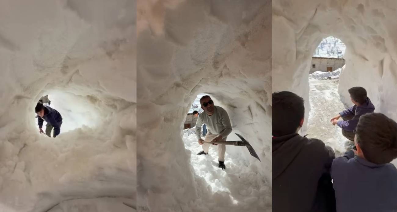 BAHÇESARAYLILAR AÇTIKLARI KAR TÜNELLERİYLE GÜNLÜK HAYATLARINI SÜRDÜRÜYOR