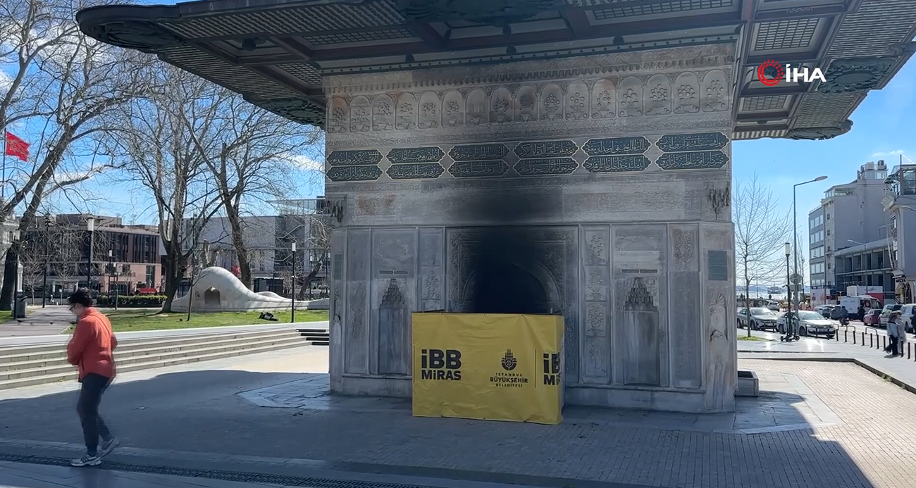 TARİHİ TOPHANE ÇEŞMESİ’Nİ YAKAN ŞÜPHELİ ADLİYEYE SEVK EDİLDİ 