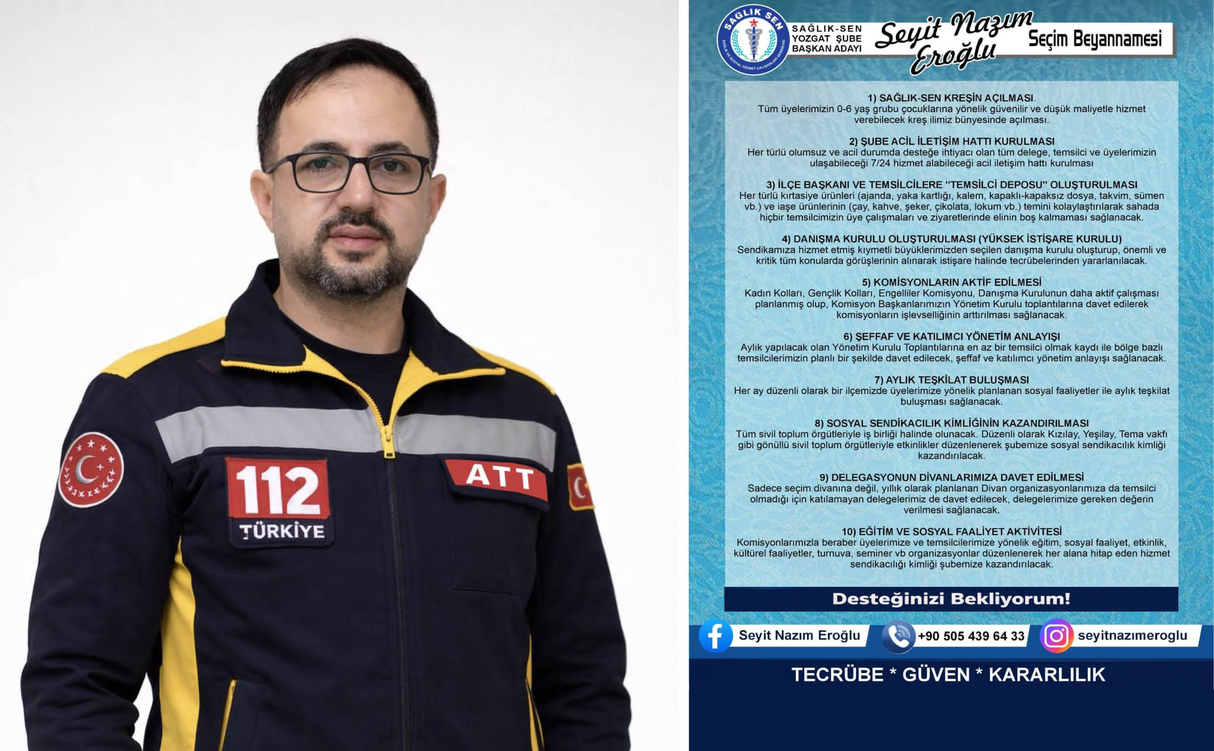 SAĞLIK SEN ŞUBE BAŞKAN ADAYI EROĞLU VAADLERİNİ AÇIKLADI