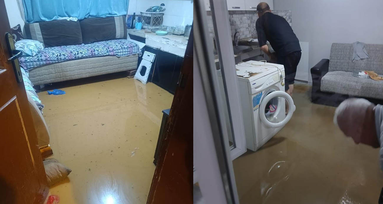 SAĞANAK YAĞIŞ SEBEBİYLE EVLERİ SU BASTI 