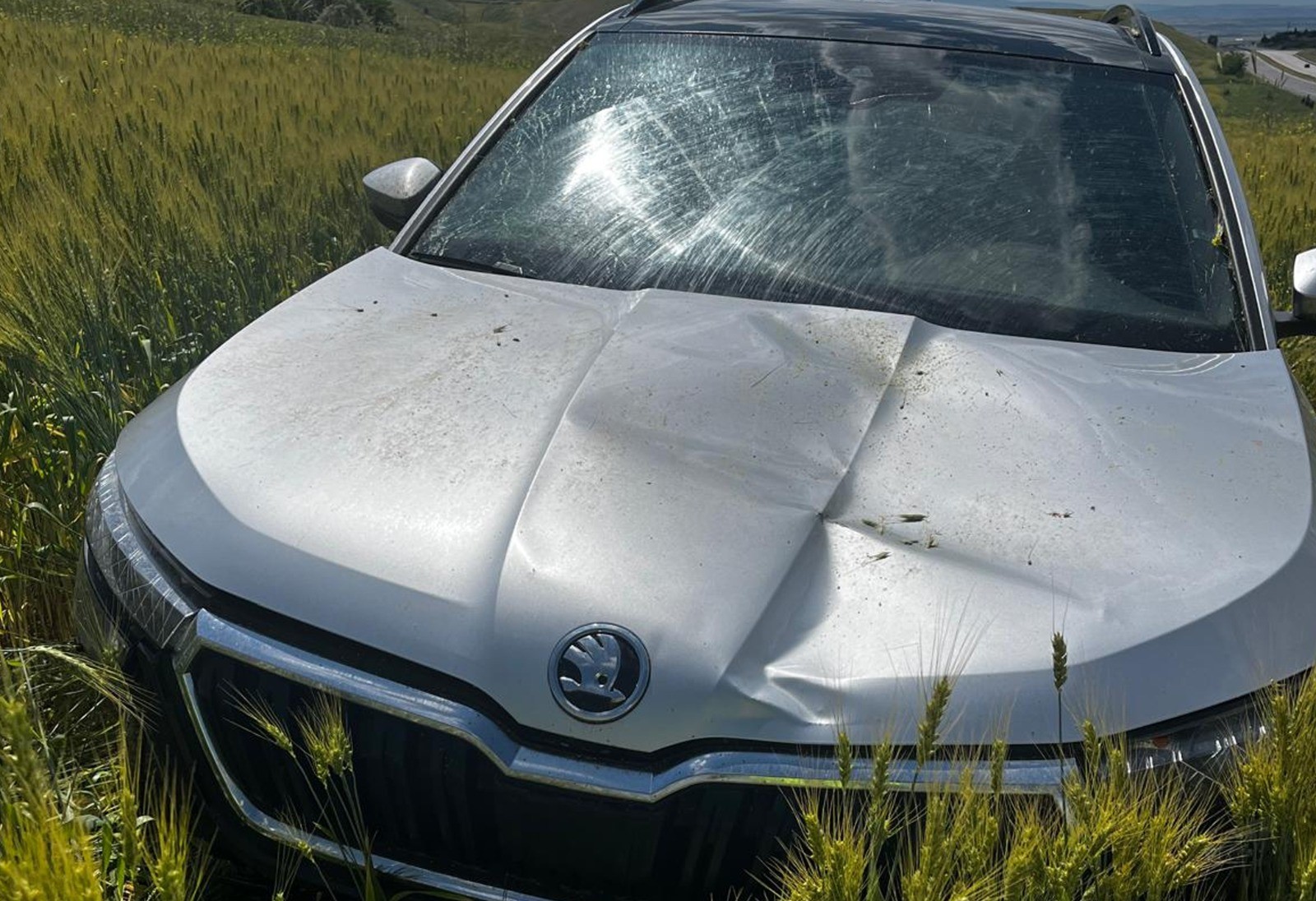 YOLDAN ÇIKAN OTOMOBİL TARLAYA SAVRULDU, 1 KİŞİ YARALANDI