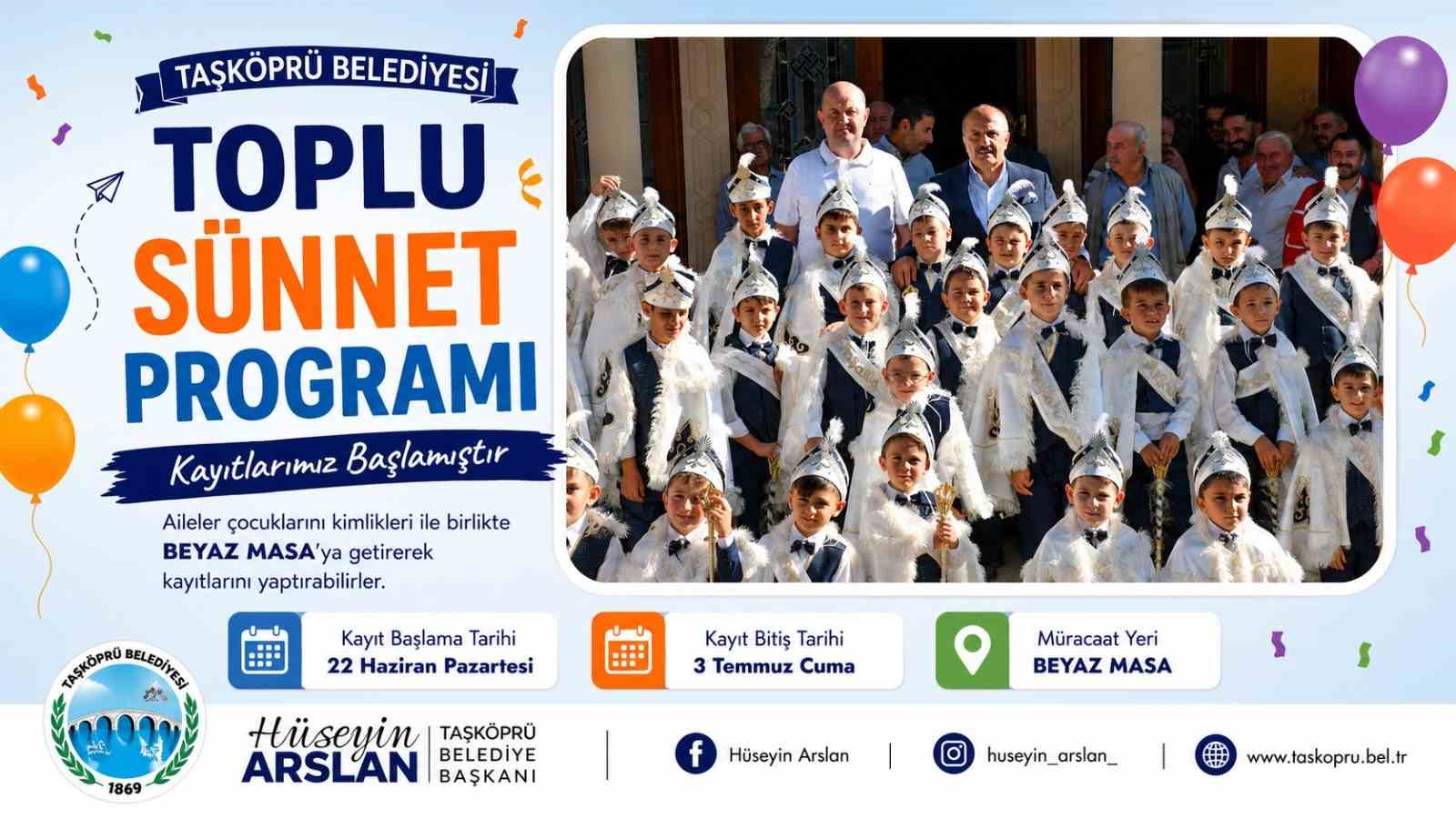 TAŞKÖPRÜ BELEDİYESİ’NİN TOPLU SÜNNET PROGRAMI İÇİN KAYITLAR BAŞLIYOR