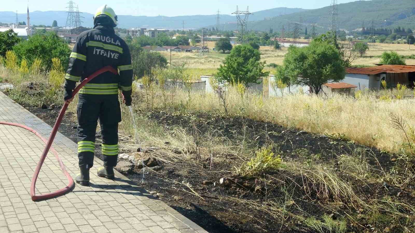 MENTEŞE’DE YOL KENARINA ATILAN SİGARA İZMARİTİ YANGIN ÇIKARDI