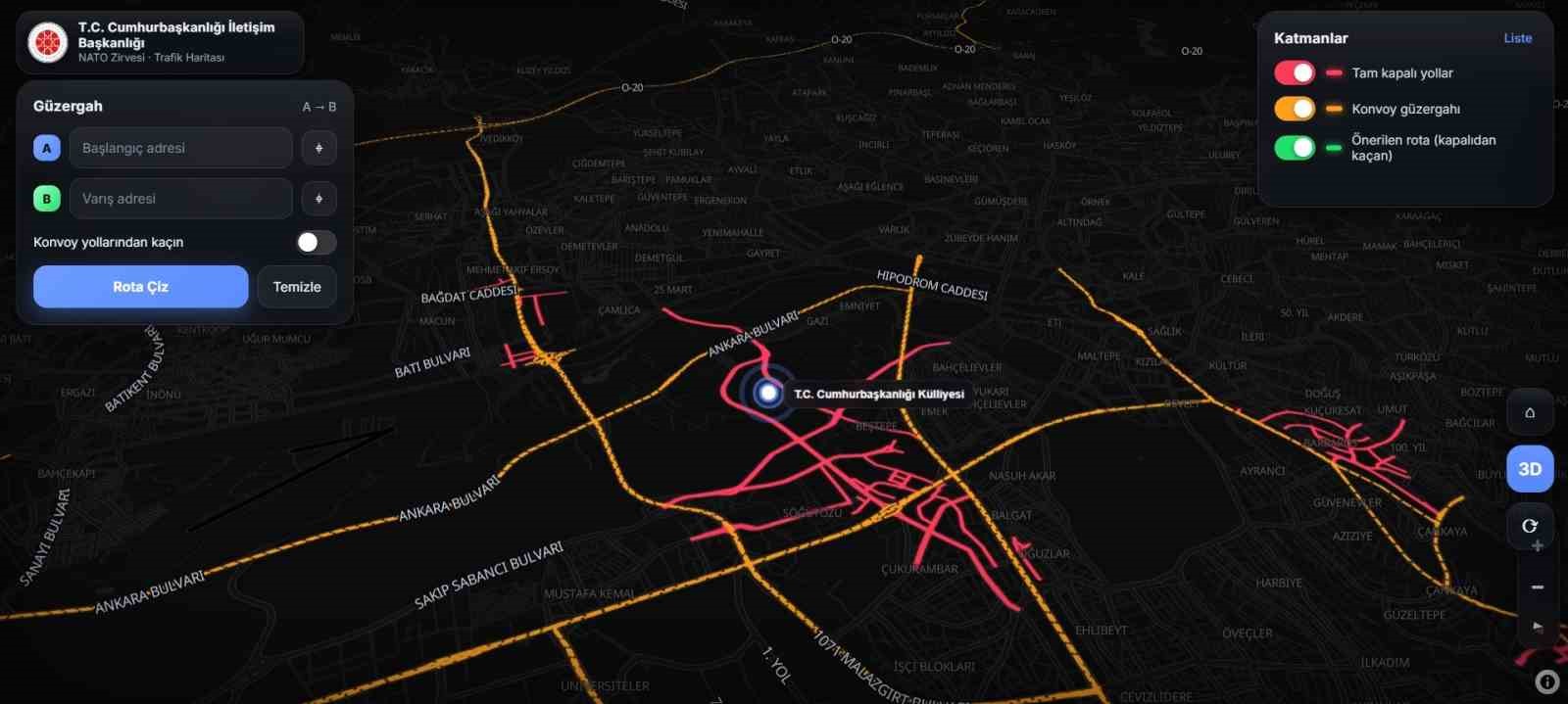 BAŞKENTTE NATO ZİRVESİ HAREKETLİLİĞİ: YOL KAPATMALARI VE ALTERNATİF GÜZERGAHLAR AÇIKLANDI