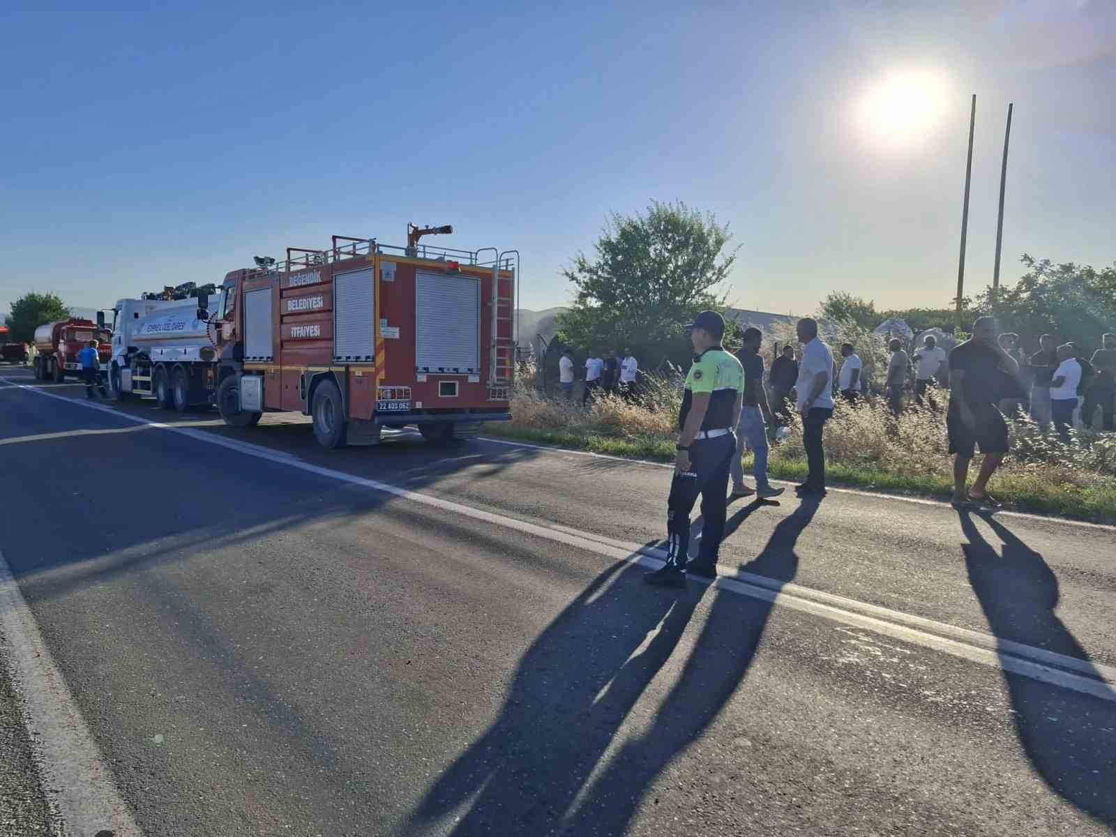 EDİRNE’DE İŞ YERİNDE KORKUTAN YANGIN