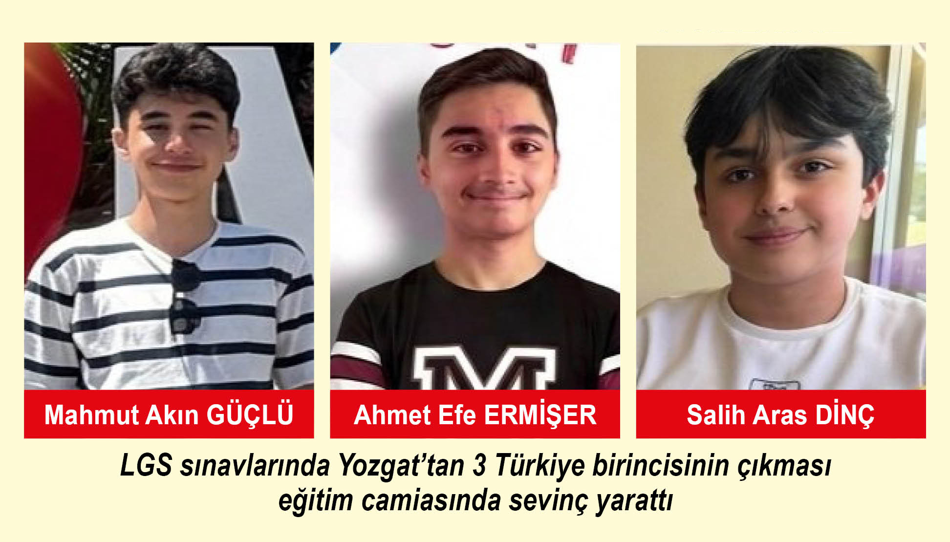 İŞTE,LGS’DE TÜRKİYE BİRİNCİLİĞİNİ KAZANARAK YOZGAT’I GURURLANDIRAN ÖĞRENCİLERİMİZ