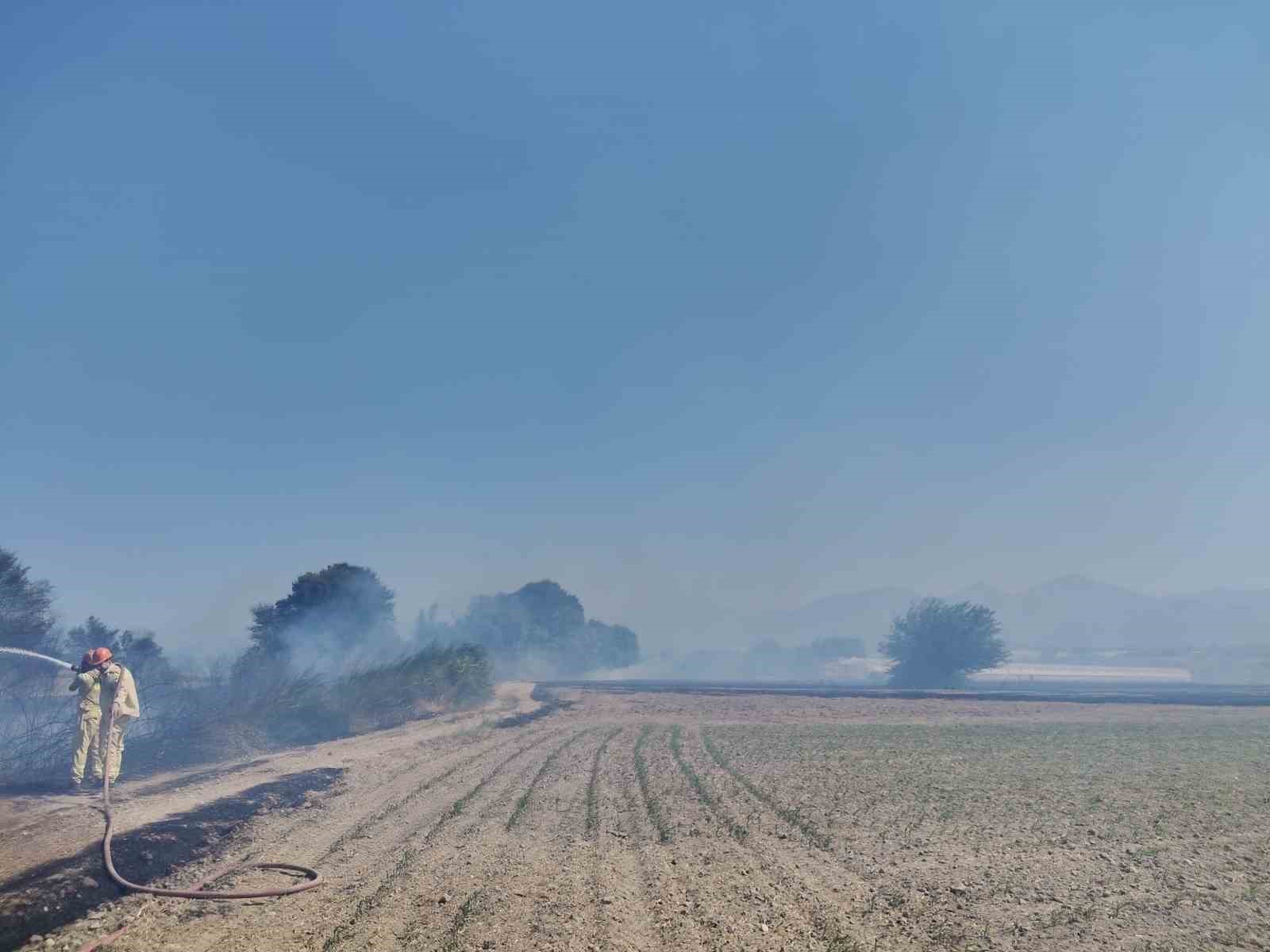 ANTALYA’DA RÜZGARIN ETKİSİYLE BÜYÜYEN ANIZ YANGINI SÖNDÜRÜLDÜ