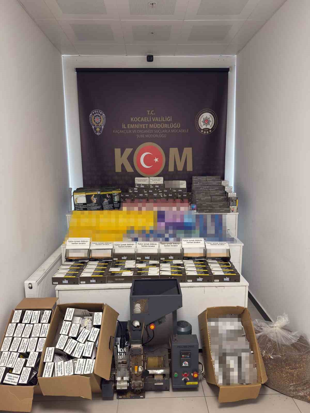 KOCAELİ’DE 8 ADRESE EŞ ZAMANLI BASKIN: 1 TON 160 KİLO TÜTÜN ELE GEÇİRİLDİ