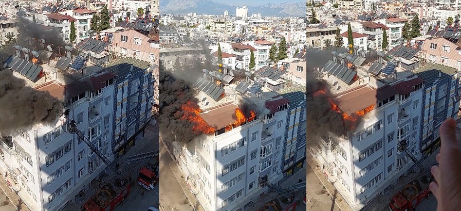 ANTALYA’DA 5 KATLI BİNANIN TERASINDAKİ YANGINDA CAN PAZARI