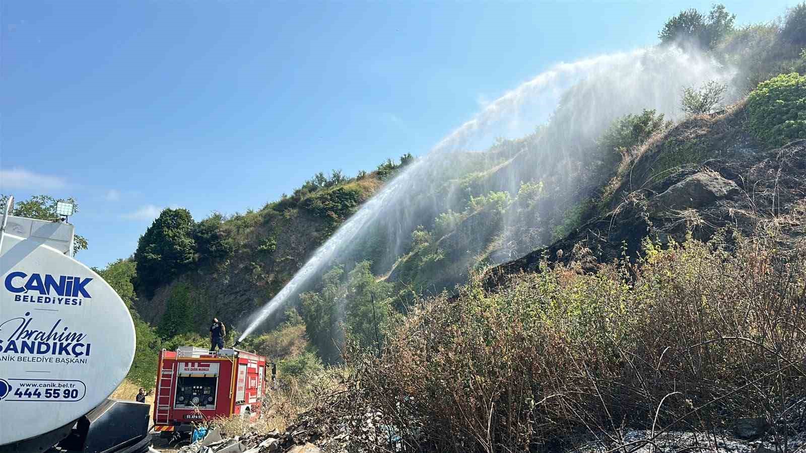 SAMSUN’DA OTLUK ALAN YANGINI: 10 DÖNÜM ALAN ZARAR GÖRDÜ