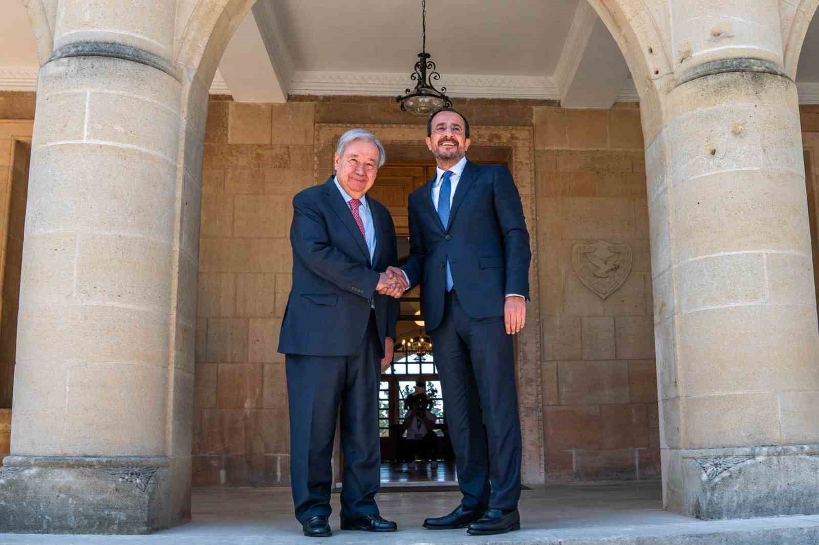 GUTERRES, GÜNEY KIBRIS RUM YÖNETİMİ LİDERİ HRİSTODULİDİS İLE GÖRÜŞTÜ