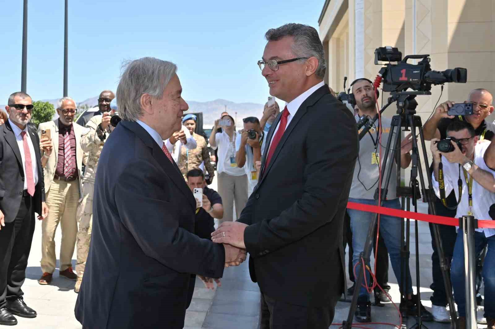 BM GENEL SEKRETERİ GUTERRES, KKTC CUMHURBAŞKANI ERHÜRMAN İLE GÖRÜŞTÜ