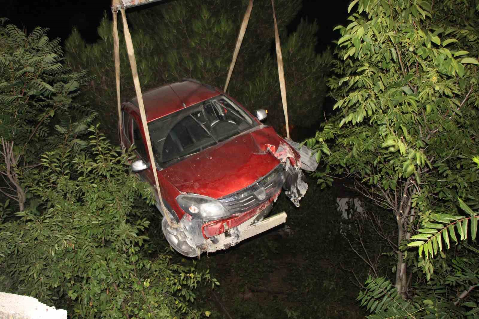 KONTROLDEN ÇIKAN OTOMOBİL AĞAÇLARIN ÜSTÜNE UÇTU: 1 YARALI