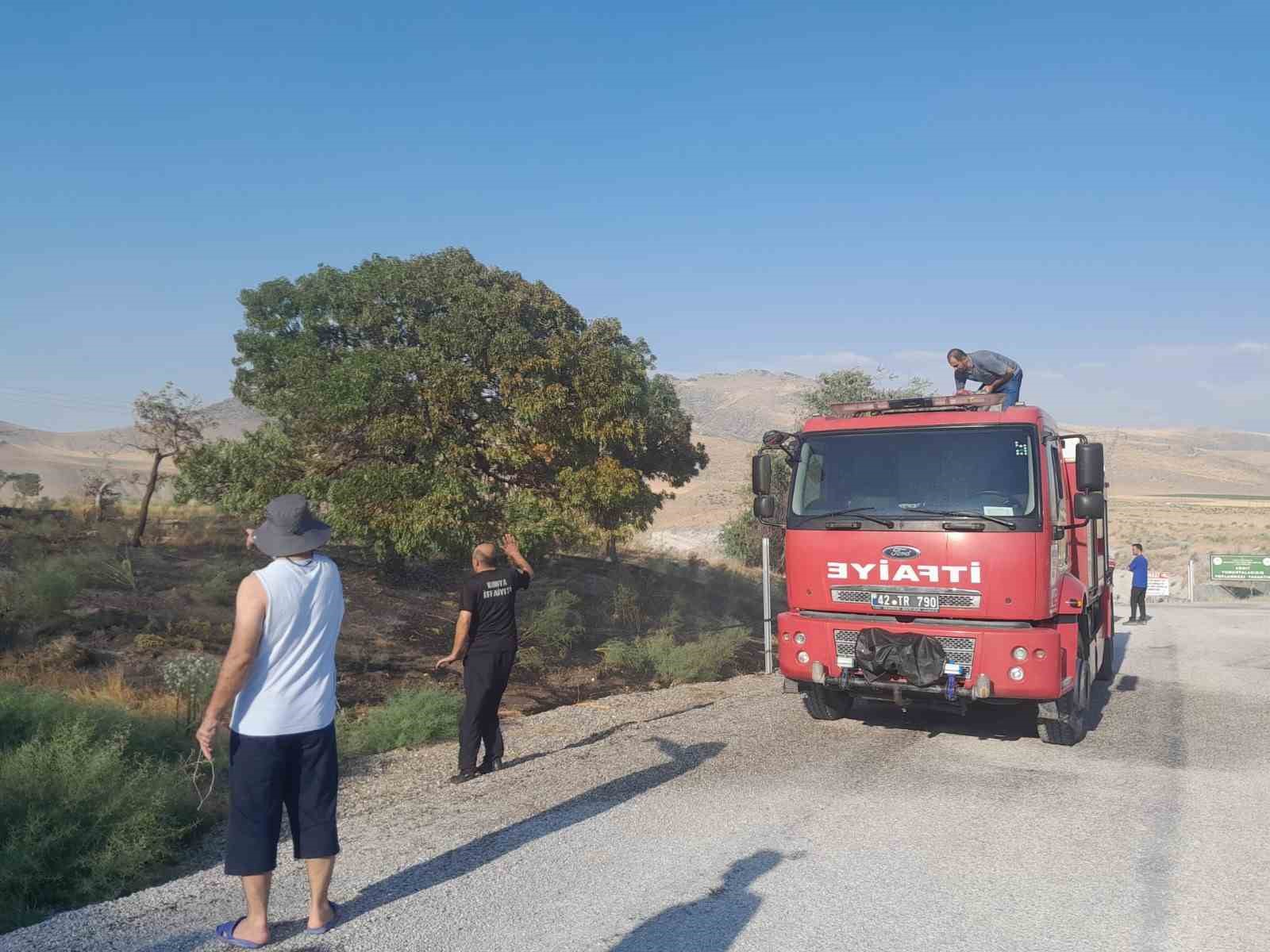 KARAPINAR’DA OT YANGINI PANİĞE NEDEN OLDU