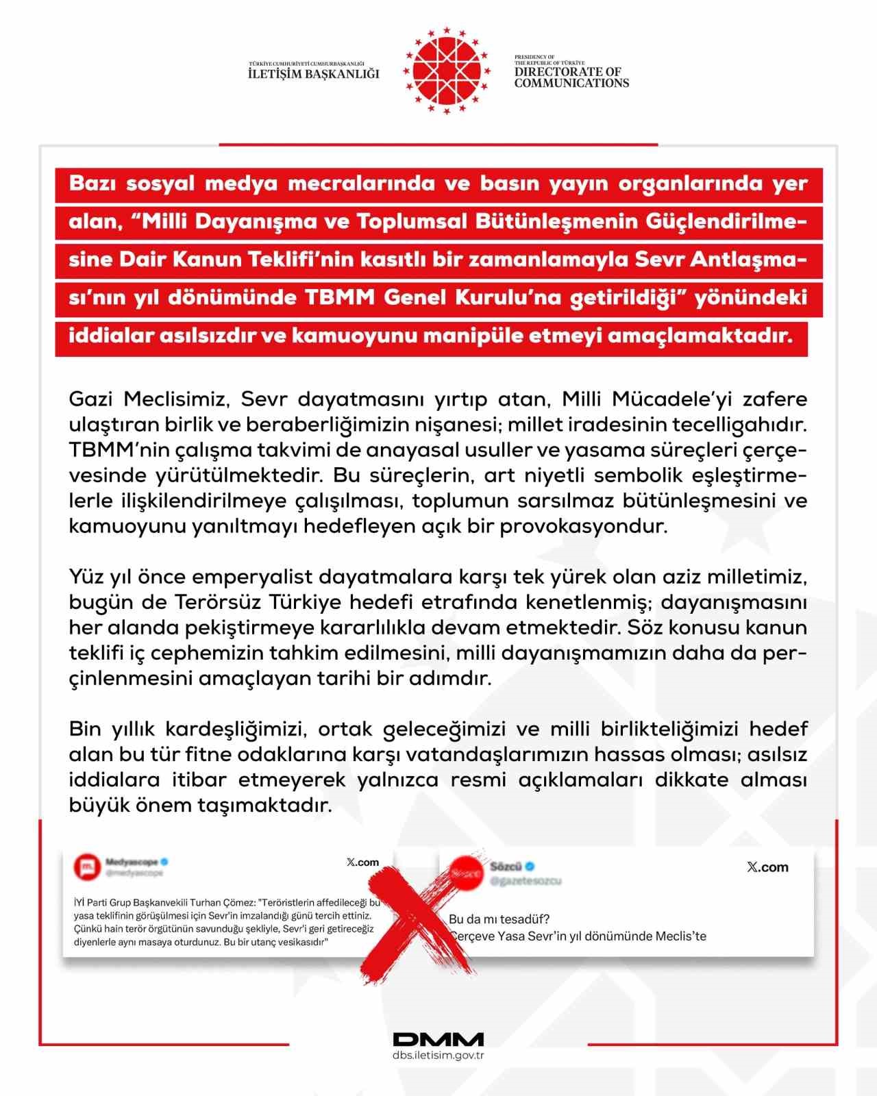 DMM’DEN TBMM GENEL KURULU’NA GETİRİLEN TERÖRSÜZ TÜRKİYE ÇERÇEVE YASASININ TARİHİNE YÖNELİK AÇIKLAMA