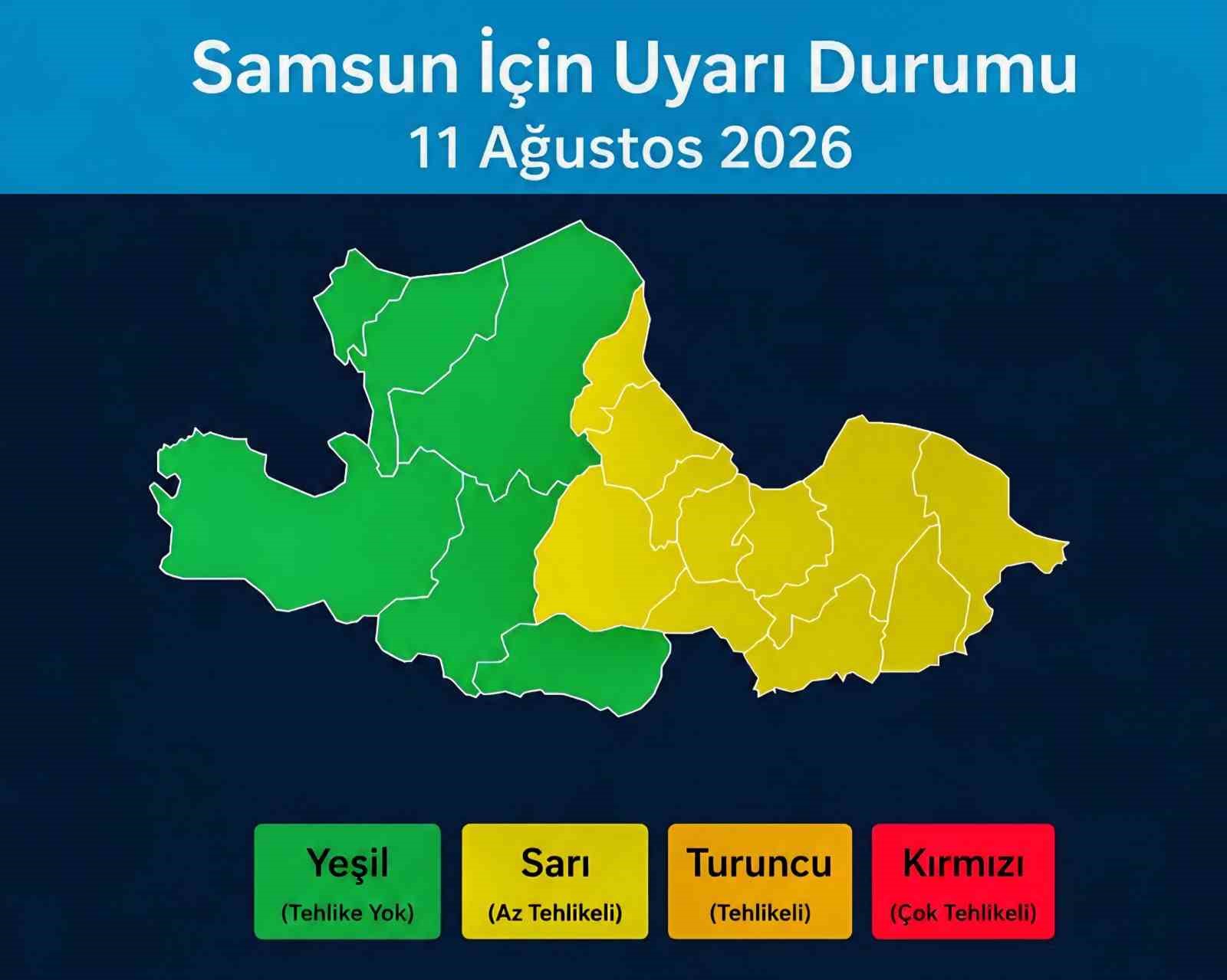 SAMSUN’UN DOĞUSUNA ’SARI KODLU’ YAĞIŞ UYARISI