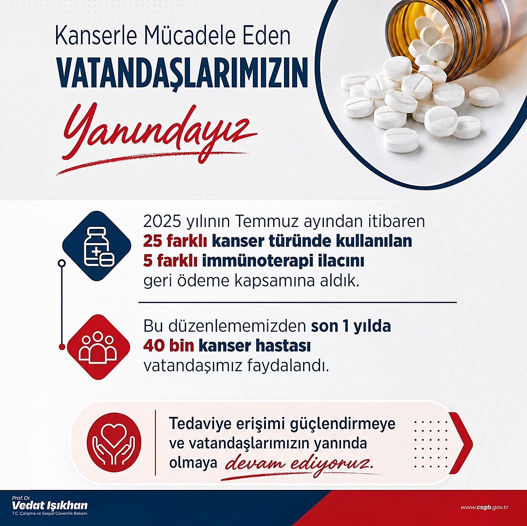 BAKAN IŞIKHAN: "İLAÇLARDAN SON 1 YILDA 40 BİN KANSER HASTASI VATANDAŞIMIZ FAYDALANDI"