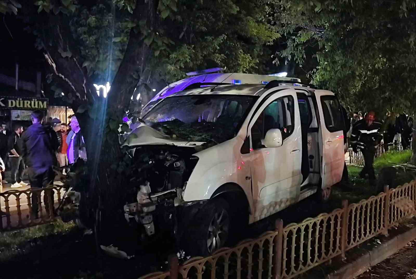 KONTROLDEN ÇIKAN OTOMOBİL AĞACA ÇARPTI: 2 YARALI