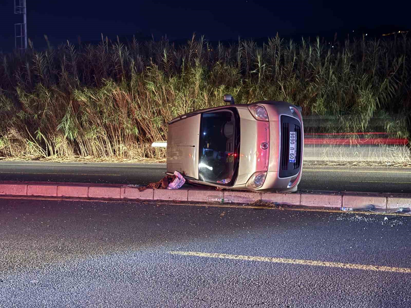 DOMUZA ÇARPMAMAK İÇİN MANEVRA YAPTI, TAKLA ATTI