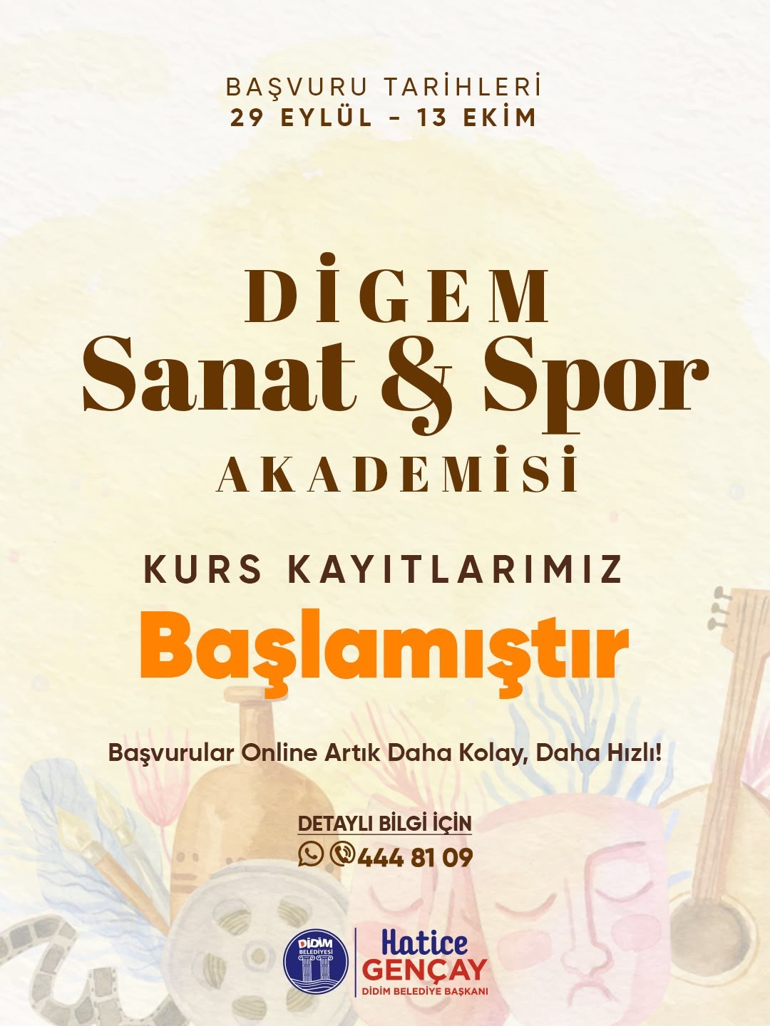 DİDİM BELEDİYESİ DİGEM SANAT VE SPOR AKADEMİSİ’NDE KURS KAYITLARI BAŞLADI
