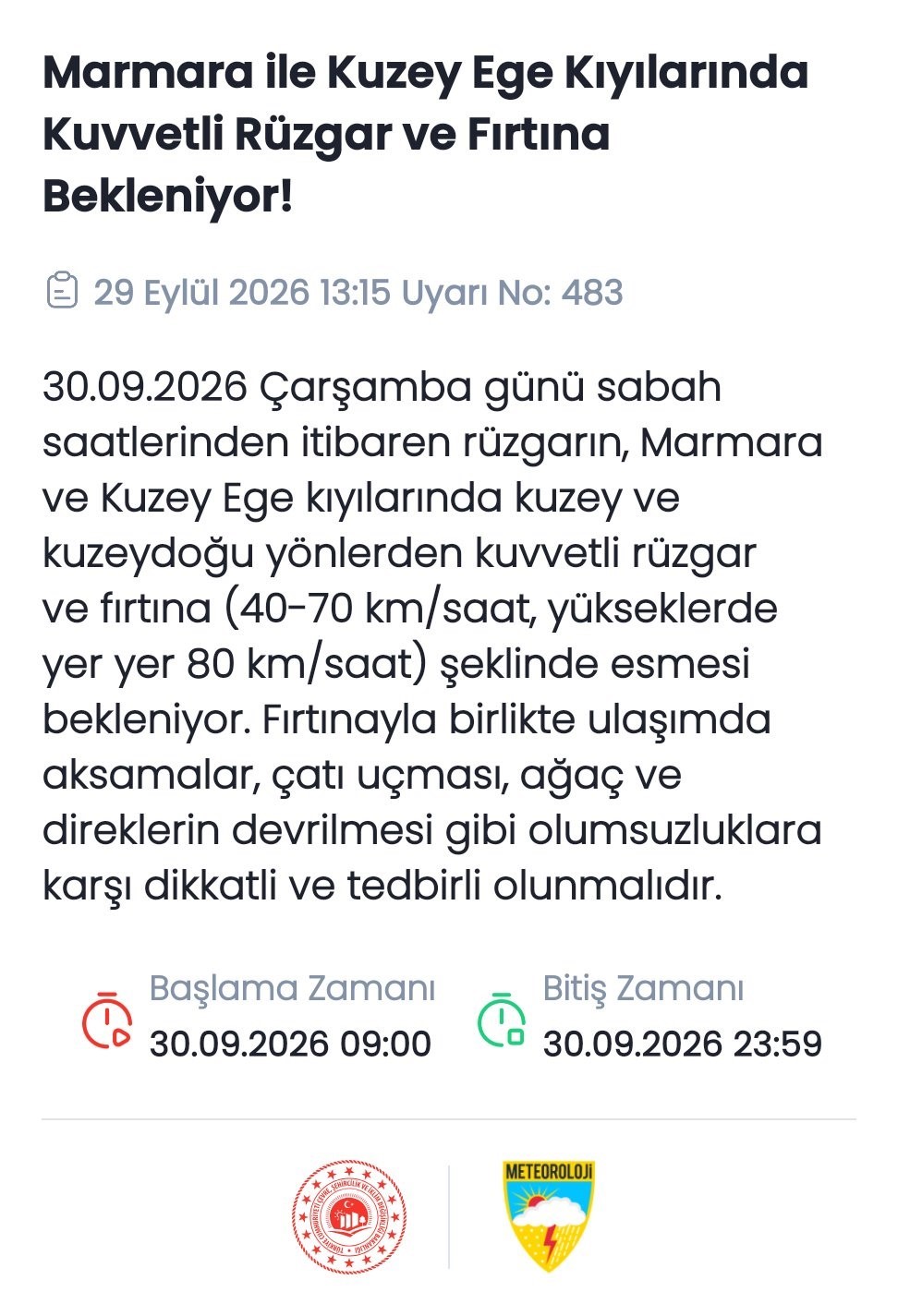METEOROLOJİ AÇIKLADI: MARMARA VE KUZEY EGE’DE FIRTINA BEKLENİYOR