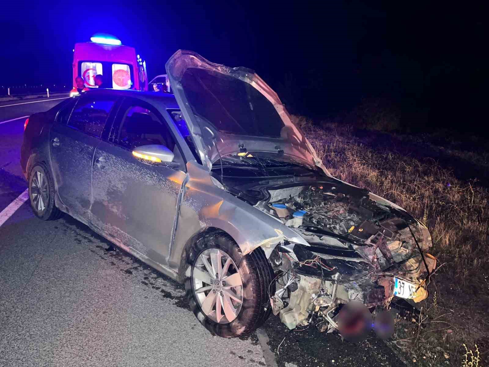 KASTAMONU’DA OTOMOBİL DOMUZ SÜRÜSÜNE ÇARPTI: 2 YARALI