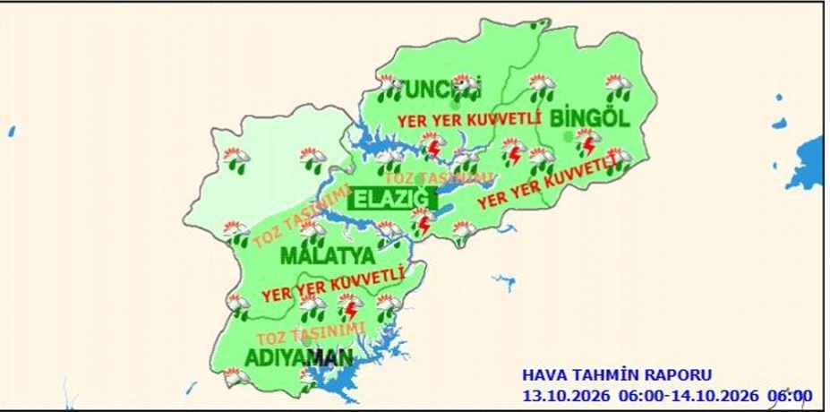 TUNCELİ İÇİN KUVVETLİ YAĞIŞ UYARISI