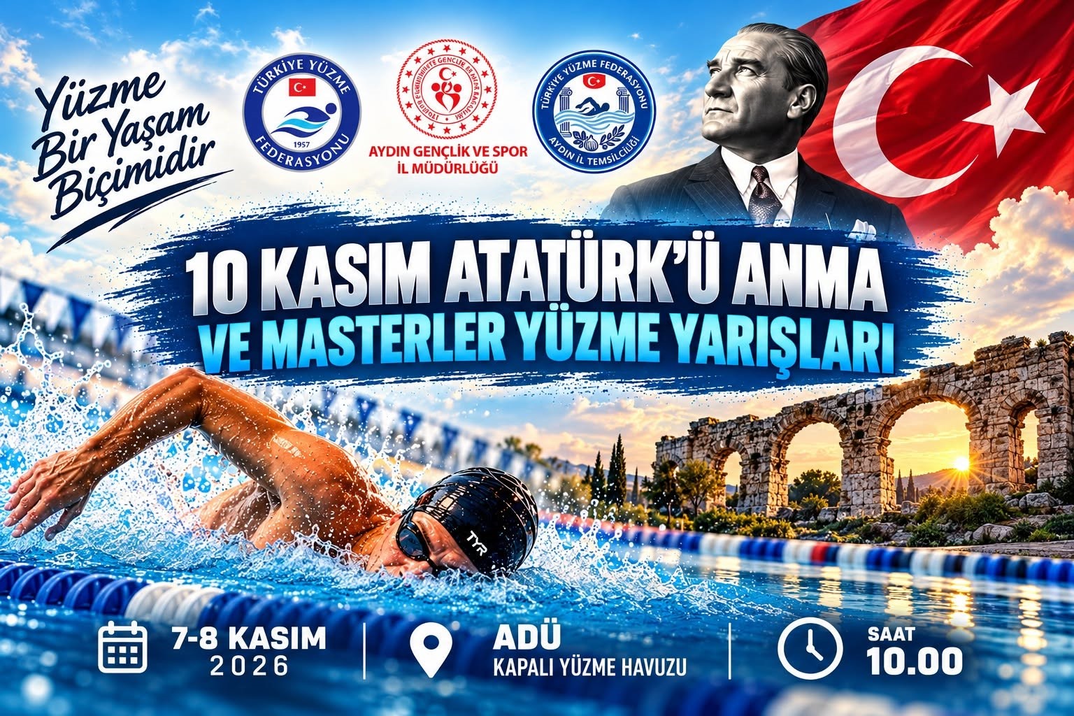 AYDIN’DA ATATÜRK’Ü ANMA VE MASTERLER YÜZME YARIŞLARI DÜZENLENECEK