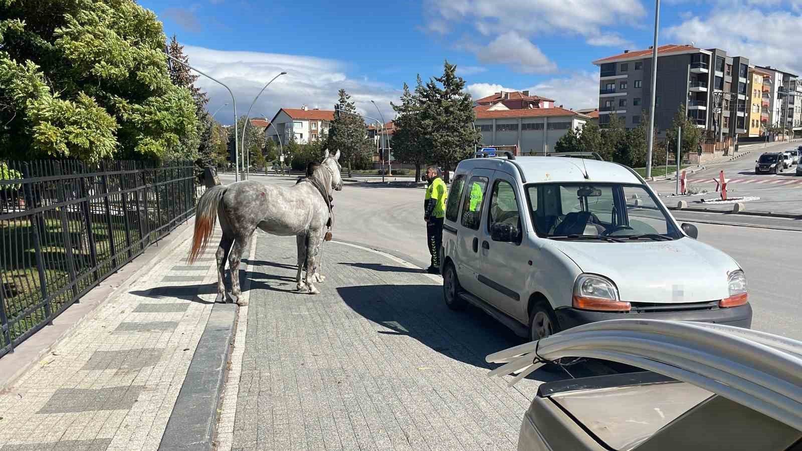 KARAMAN’DA FİRARİ ATIN OTOMOBİLE ÇARPTIĞI ANLAR KAMERAYA YANSIDI