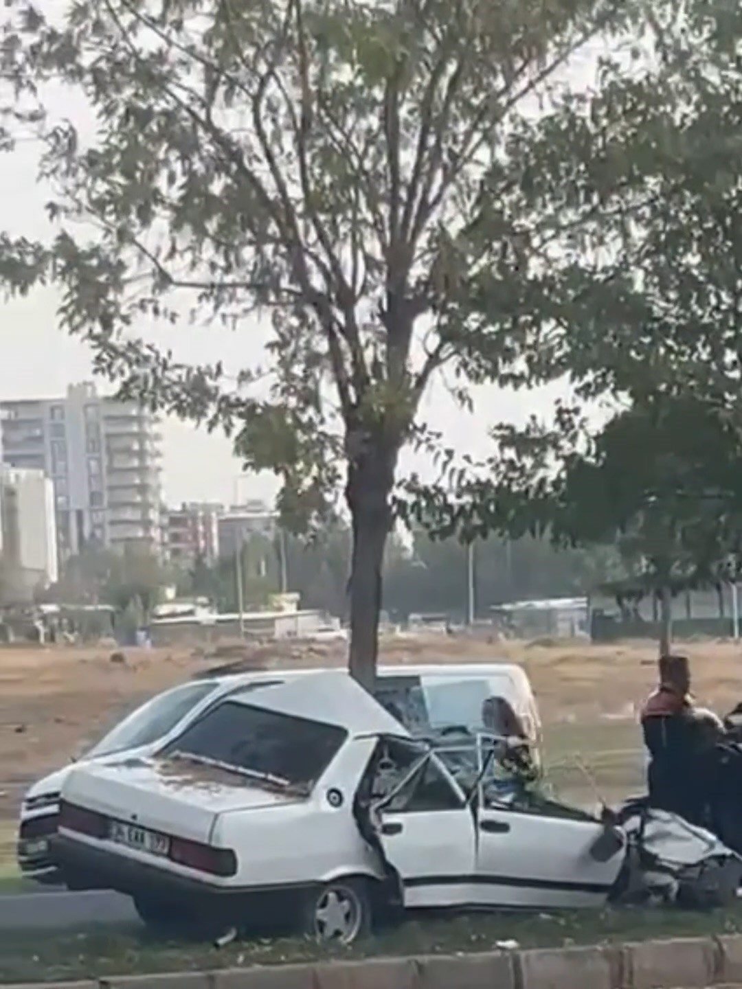 SİVEREK’TE OTOMOBİL AĞACA OK GİBİ SAPLANDI: 3 YARALI